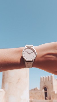 Watch wristwatch hand architecture. AI generated Image by rawpixel.