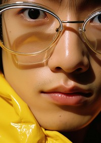 Asian male glasses fashion yellow.