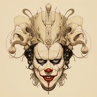 Clown portrait drawing mask.