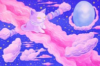 Cat purple backgrounds painting. AI generated Image by rawpixel.