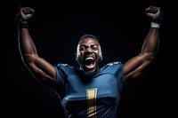 American football player shouting portrait adult.