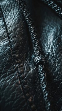 Zipline on leather clothes jacket black backgrounds.