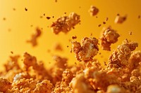 Fried popcorn chicken falling in the air food freshness yellow. AI generated Image by rawpixel.