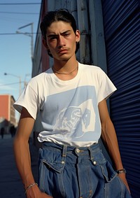 Mexican young man t-shirt fashion street.