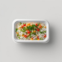 Rice Vegetable Salad Food Container With Cover Sticker Mockup food rice vegetable.