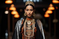 Thai female elder model necklace jewelry fashion.