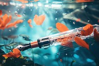 Fountain pen underwater leaf transparent.