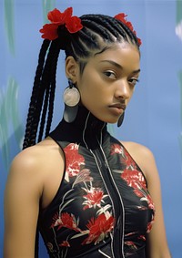 Black young female corn roll hair fashion braid adult.