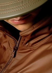 Brown cap no eye man fashion jacket brown.