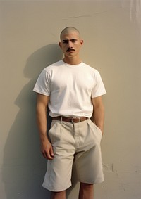 Mexican man skinhead with Mustache shorts t-shirt fashion.