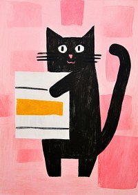 Baker cat holding a bread painting animal mammal.