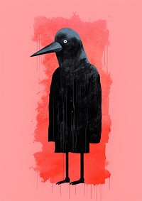 Witch bird Risograph animal art creativity.