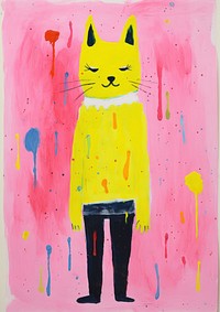 Party cat Risograph painting mammal anthropomorphic.
