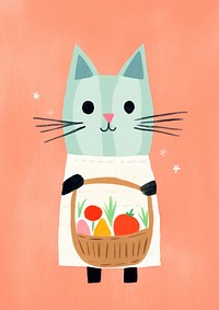 Cute cat carrying easter basket mammal creativity painting.