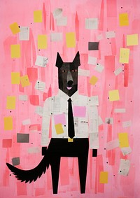 Dog businessman Risograph art backgrounds painting.