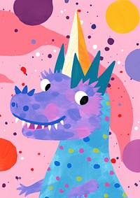 Cute dragon in birthday party costume pattern animal representation.