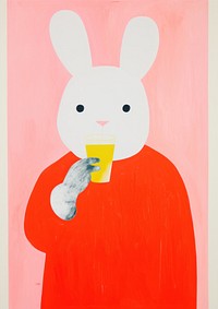 Bunny holding a drink painting art cup.