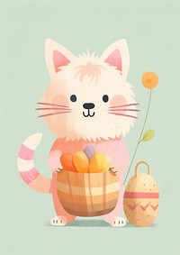 Cute lion carrying easter basket mammal pet creativity.