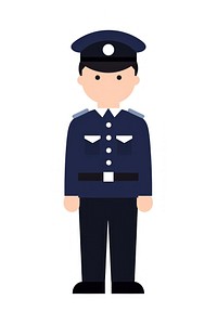 Flat design character police officer cartoon white background protection.