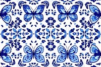 Tile pattern of butterfly backgrounds porcelain blue.