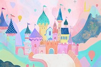 Cute castle illustration illustrated painting drawing.