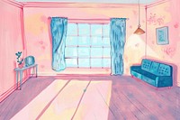 Cute empty room illustration architecture furniture painting.