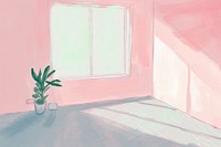 Cute empty room illustration windowsill painting indoors.