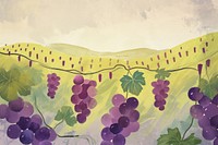 Cute grape field illustration grapes painting outdoors.