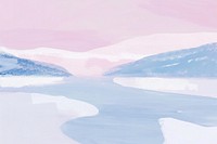 Cute pastel frozen lake illustration scenery outdoors mountain.