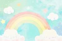 Cute pastel sky and cloud ranbow illustration painting graphics outdoors.