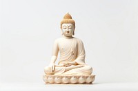 Buddha statue white background representation spirituality.