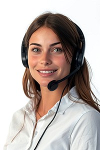 Portrait headset smile headphones.