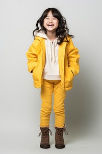 East Asian female kid raincoat fashion jacket.
