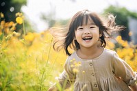 Asian Little girl laughing summer smile.