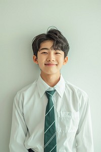 Highschool korean Student boy necktie shirt smile.