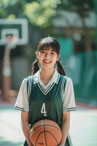 Highschool Taiwanese Student girl sports basketball student.