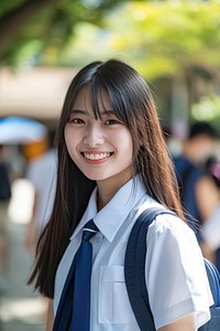 Highschool Taiwanese Student girl student smile happy.