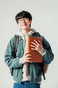 Happy Korean Student boy student book publication.