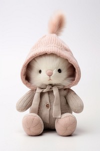 Stuffed doll rabbit with hat rodent mammal plush.