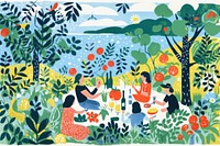 Summer party nature outdoors painting. AI generated Image by rawpixel.