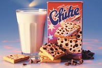 Milk and chocolate chips dairy food confectionery.