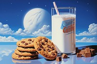 Milk and chocolate chips dairy food moon.
