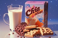 Milk and chocolate chips food confectionery refreshment.