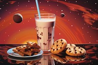 Milk and chocolate chips drink food star.