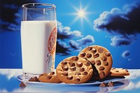 Milk and chocolate chips dairy food confectionery.