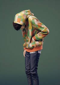 A young man gripping their head in stress sweatshirt fashion adult. AI generated Image by rawpixel.