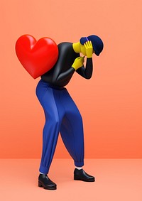 A man playing heart cartoon adult red. AI generated Image by rawpixel.