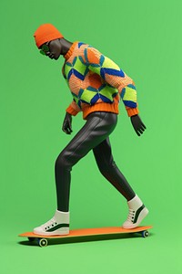 Black man playing skateboard art cap skateboarding. AI generated Image by rawpixel.