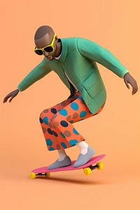 Black man playing skateboard cartoon fashion skateboarding. AI generated Image by rawpixel.