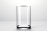 Cylinder transparent glass vase white background simplicity.